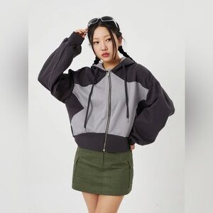 Cropped Star Zip-Up Hoodie Large DAZY x Star Series